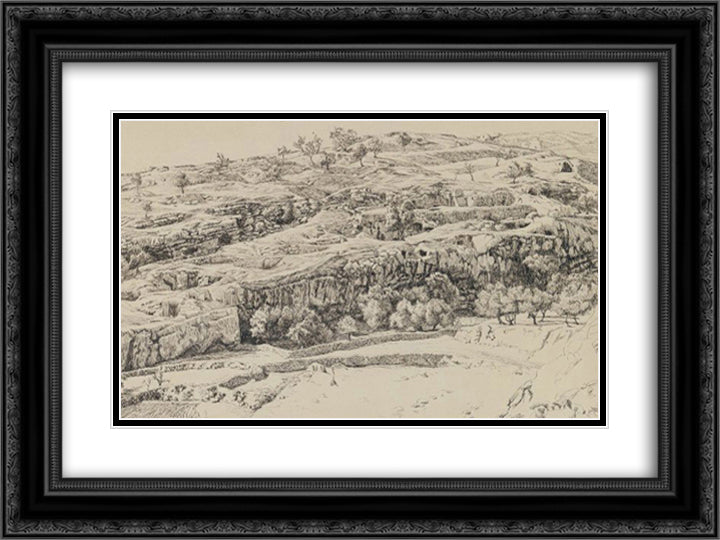 The Tombs in the Valley of Hinnom 24x18 Black Ornate Wood Framed Art Print Poster with Double Matting by Tissot, James