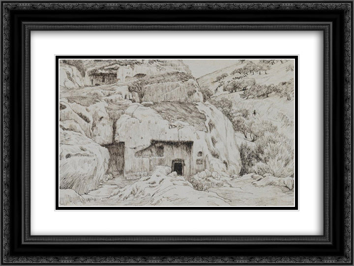 Tombs In the Valley of Hinnom 24x18 Black Ornate Wood Framed Art Print Poster with Double Matting by Tissot, James