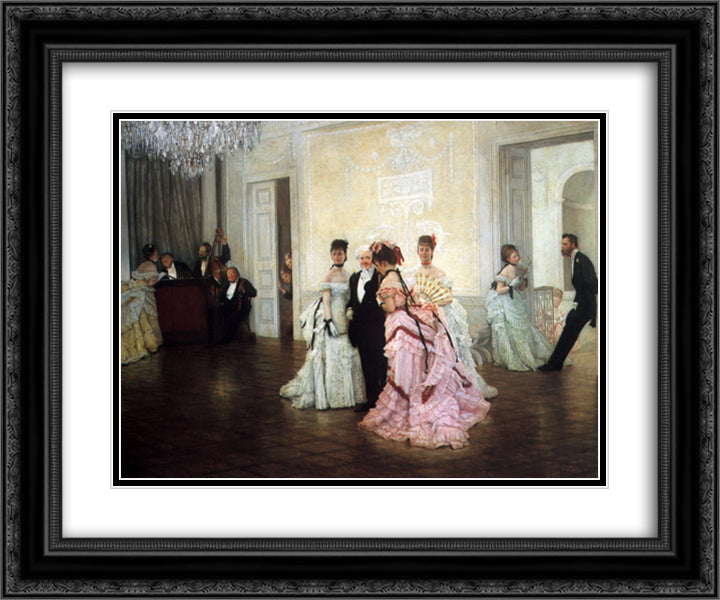 Too Early 24x20 Black Ornate Wood Framed Art Print Poster with Double Matting by Tissot, James