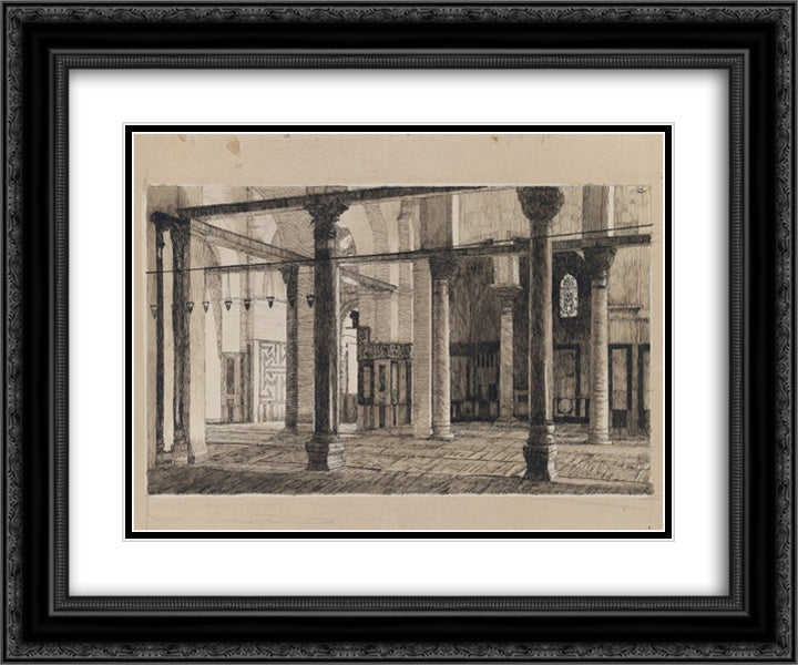 Transept of the Mosque of El Aksa 24x20 Black Ornate Wood Framed Art Print Poster with Double Matting by Tissot, James