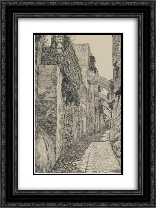 Via Dolorosa 18x24 Black Ornate Wood Framed Art Print Poster with Double Matting by Tissot, James