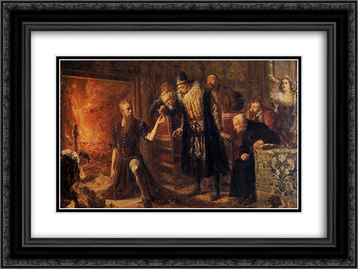 Alchemist Sendivogius 24x18 Black Ornate Wood Framed Art Print Poster with Double Matting by Matejko, Jan