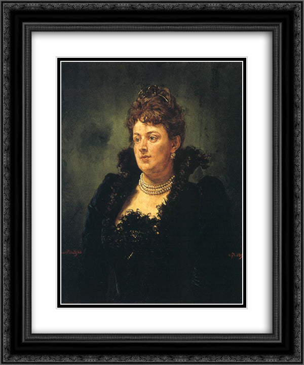 Bona Ossowiecka 20x24 Black Ornate Wood Framed Art Print Poster with Double Matting by Matejko, Jan