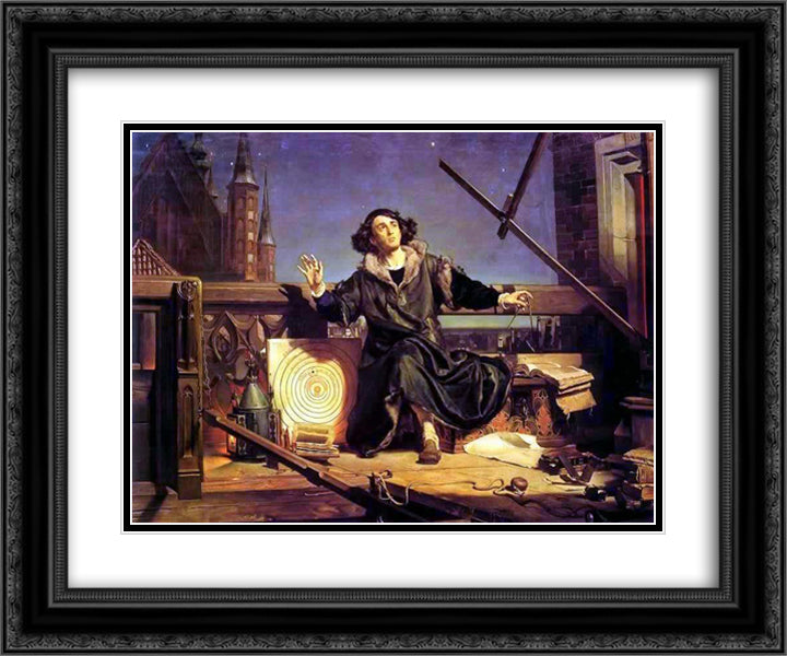 Copernicus in the tower at Frombork 24x20 Black Ornate Wood Framed Art Print Poster with Double Matting by Matejko, Jan