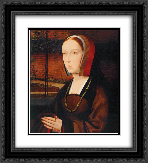 Portrait of a Female Donor 20x22 Black Ornate Wood Framed Art Print Poster with Double Matting by Provoost, Jan