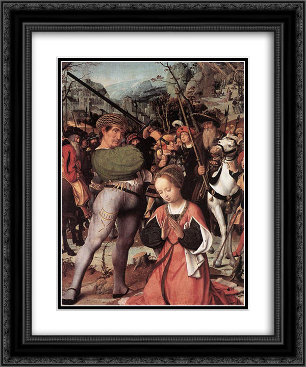 The Martyrdom of St. Catherine 20x24 Black Ornate Wood Framed Art Print Poster with Double Matting by Provoost, Jan