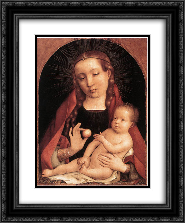 Virgin and Child 20x24 Black Ornate Wood Framed Art Print Poster with Double Matting by Provoost, Jan