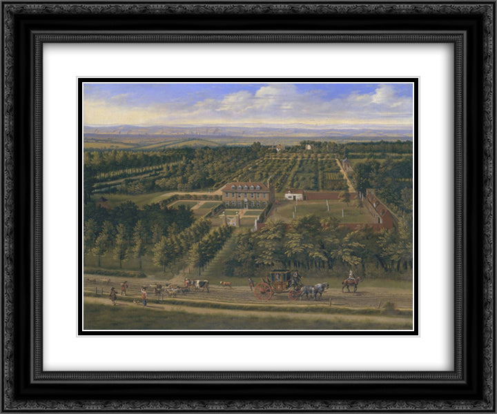 View of a House and its Estate in Belsize, Middlesex 24x20 Black Ornate Wood Framed Art Print Poster with Double Matting by Siberechts, Jan