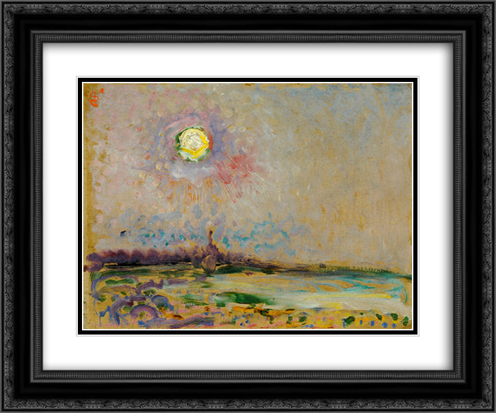 Landscape with full moon 24x20 Black Ornate Wood Framed Art Print Poster with Double Matting by Sluyters, Jan