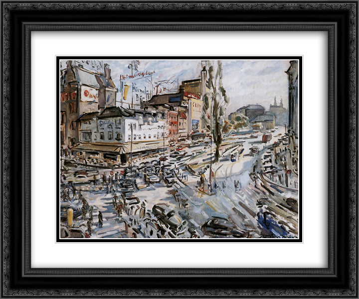 Leidseplein 24x20 Black Ornate Wood Framed Art Print Poster with Double Matting by Sluyters, Jan