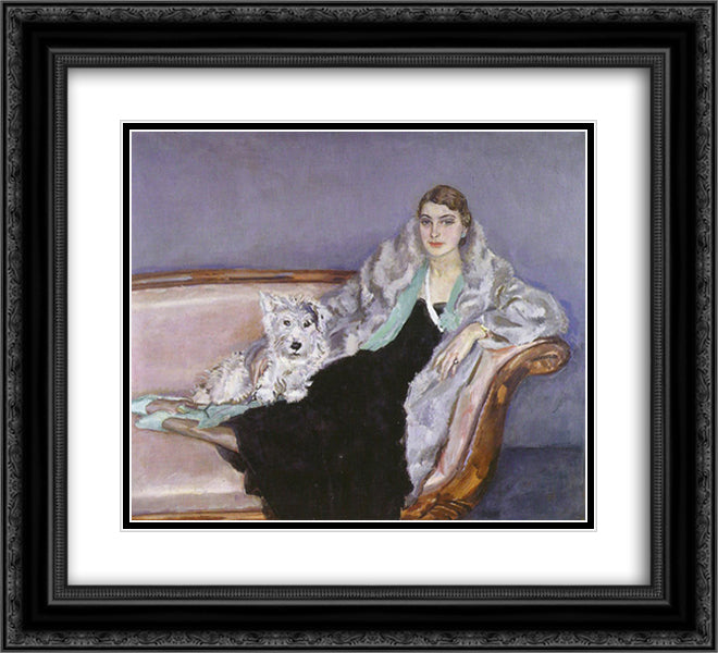 Portrait of the 20 - year - old Ina Leaves 22x20 Black Ornate Wood Framed Art Print Poster with Double Matting by Sluyters, Jan