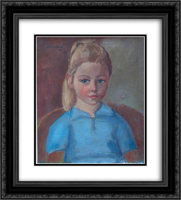 Portrait of the painter's granddaughter Anne 20x22 Black Ornate Wood Framed Art Print Poster with Double Matting by Sluyters, Jan