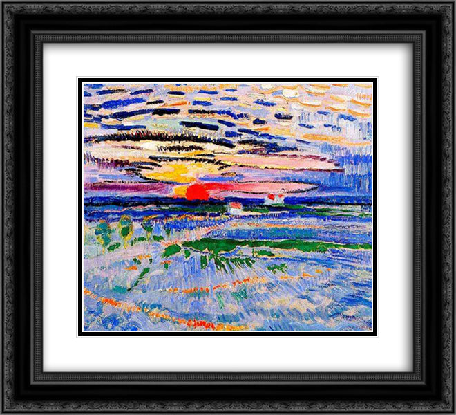 Sunrise 22x20 Black Ornate Wood Framed Art Print Poster with Double Matting by Sluyters, Jan