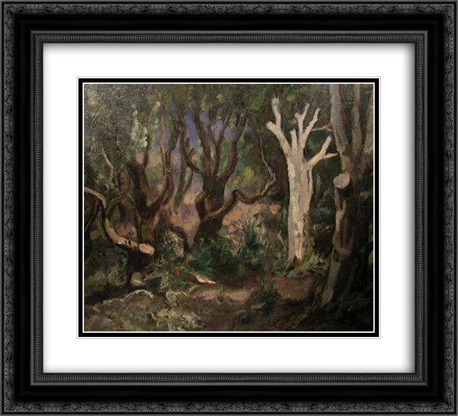 The White Tree 22x20 Black Ornate Wood Framed Art Print Poster with Double Matting by Sluyters, Jan