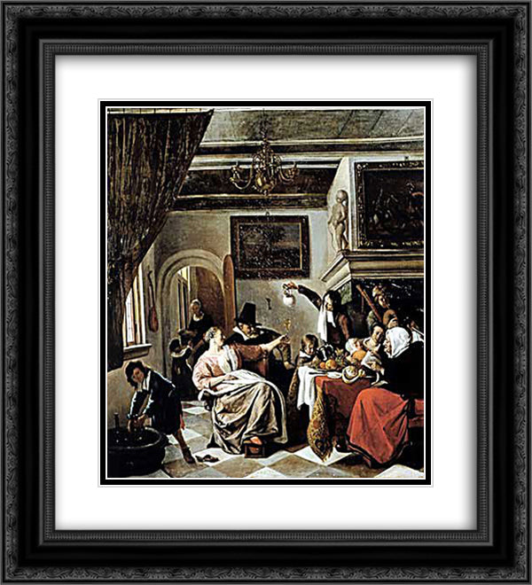 Family holiday 20x22 Black Ornate Wood Framed Art Print Poster with Double Matting by Steen, Jan