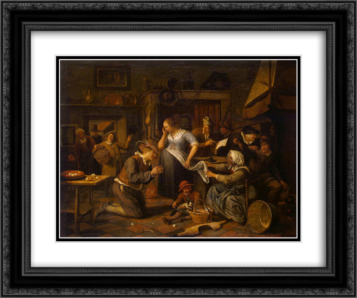 Marriage Contract 24x20 Black Ornate Wood Framed Art Print Poster with Double Matting by Steen, Jan