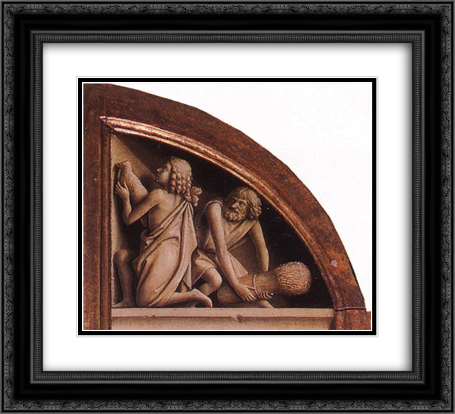 The Offerings of Cain and Abel 22x20 Black Ornate Wood Framed Art Print Poster with Double Matting by van Eyck, Jan