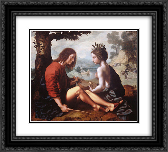 Allegorical Scene 22x20 Black Ornate Wood Framed Art Print Poster with Double Matting by Hemessen, Jan van