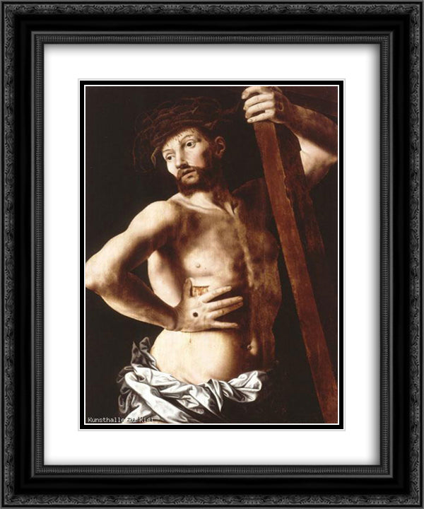 Christ 20x24 Black Ornate Wood Framed Art Print Poster with Double Matting by Hemessen, Jan van