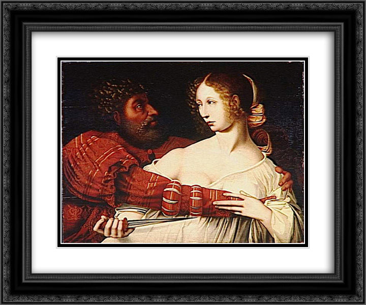 Tarquin and Lucretia 24x20 Black Ornate Wood Framed Art Print Poster with Double Matting by Hemessen, Jan van