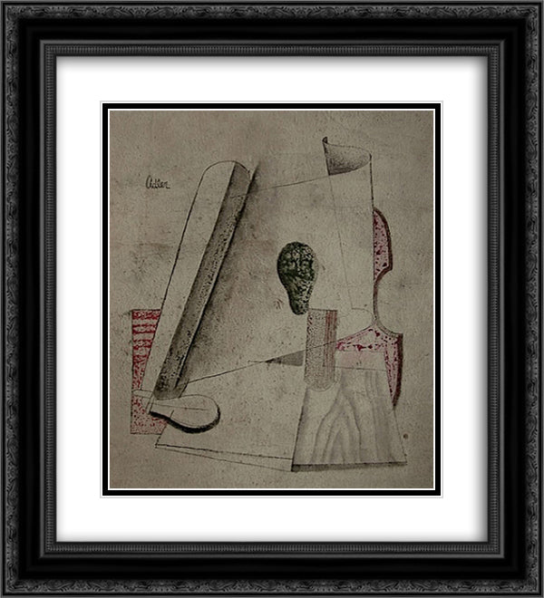 Kubistische Komposition 20x22 Black Ornate Wood Framed Art Print Poster with Double Matting by Adler, Jankel