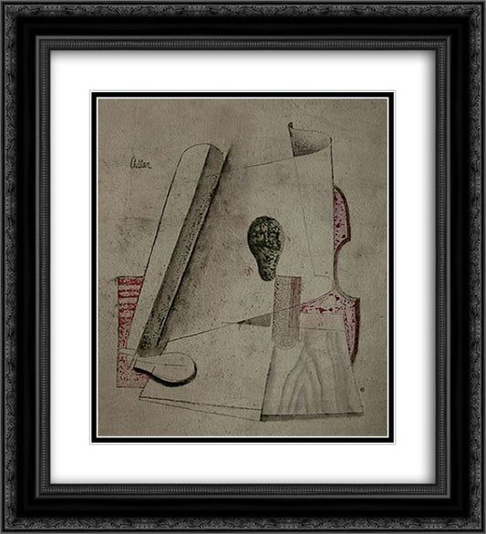 Kubistische Komposition 20x22 Black Ornate Wood Framed Art Print Poster with Double Matting by Adler, Jankel