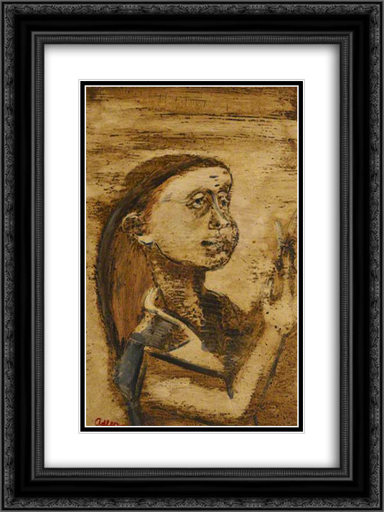 Portrait of a Woman 18x24 Black Ornate Wood Framed Art Print Poster with Double Matting by Adler, Jankel