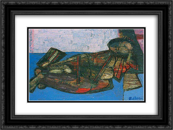 Reclining Nude 24x18 Black Ornate Wood Framed Art Print Poster with Double Matting by Adler, Jankel
