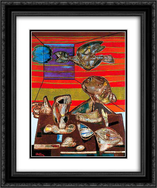 The Poet 20x24 Black Ornate Wood Framed Art Print Poster with Double Matting by Adler, Jankel