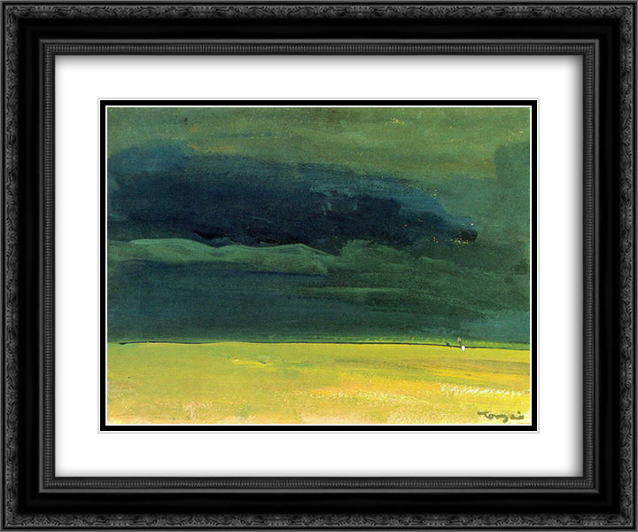 Clouding over the Great Hungarian Plain 24x20 Black Ornate Wood Framed Art Print Poster with Double Matting by Tornyai, Janos