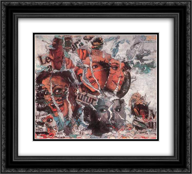 Collage 22x20 Black Ornate Wood Framed Art Print Poster with Double Matting by Serpan, Jaroslav