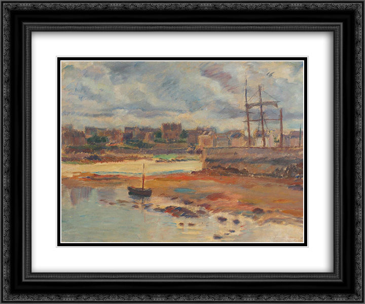 Portul Roscoff 24x20 Black Ornate Wood Framed Art Print Poster with Double Matting by Steriadi, Jean Alexandru