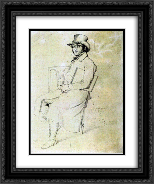 Jean Francois Julien Menager 20x24 Black Ornate Wood Framed Art Print Poster with Double Matting by Ingres, Jean Auguste Dominique