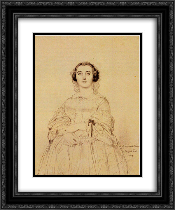 Madame Charles Simart, born Amelie Baltard 20x24 Black Ornate Wood Framed Art Print Poster with Double Matting by Ingres, Jean Auguste Dominique