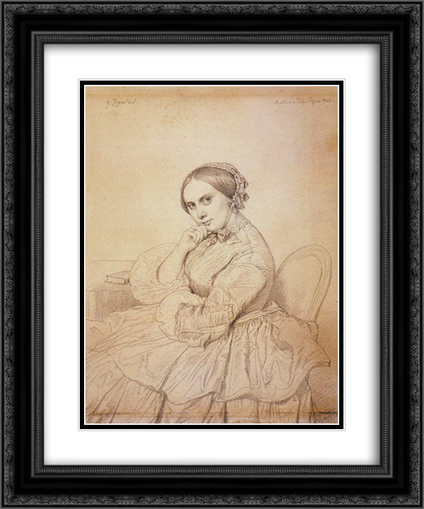 Madame Jean Auguste Dominique Ingres, born Delphine Ramel 20x24 Black Ornate Wood Framed Art Print Poster with Double Matting by Ingres, Jean Auguste Dominique