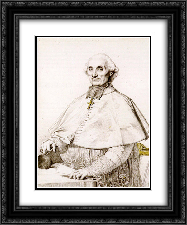 Monsignor Gabriel Cortois de Pressigny 20x24 Black Ornate Wood Framed Art Print Poster with Double Matting by Ingres, Jean Auguste Dominique
