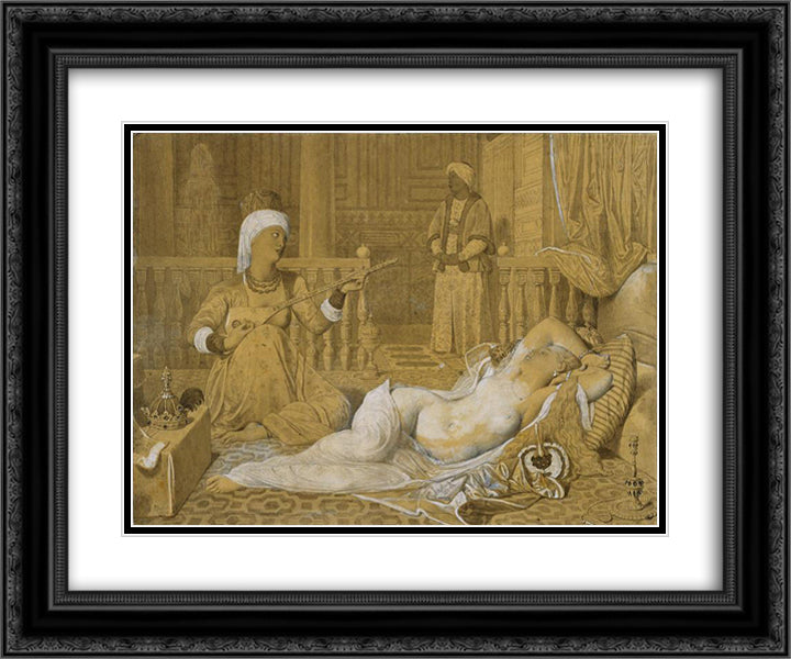Odalisque with Slave 24x20 Black Ornate Wood Framed Art Print Poster with Double Matting by Ingres, Jean Auguste Dominique