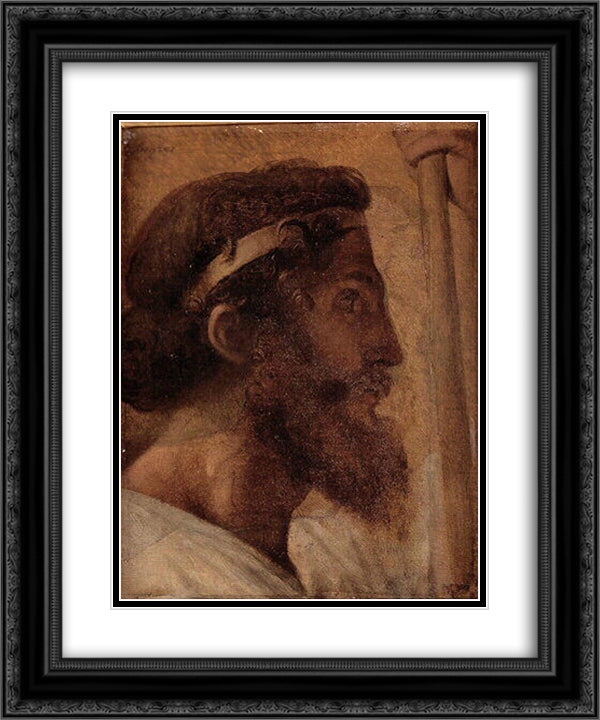 Pisistratus head and left hand of Alcibiades 20x24 Black Ornate Wood Framed Art Print Poster with Double Matting by Ingres, Jean Auguste Dominique