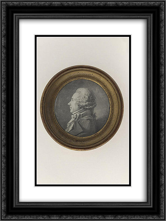 Portrait of an unknown, since the bust, left profile 18x24 Black Ornate Wood Framed Art Print Poster with Double Matting by Ingres, Jean Auguste Dominique
