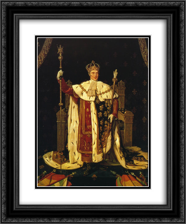 Portrait of Charles X in Coronation Robes 20x24 Black Ornate Wood Framed Art Print Poster with Double Matting by Ingres, Jean Auguste Dominique