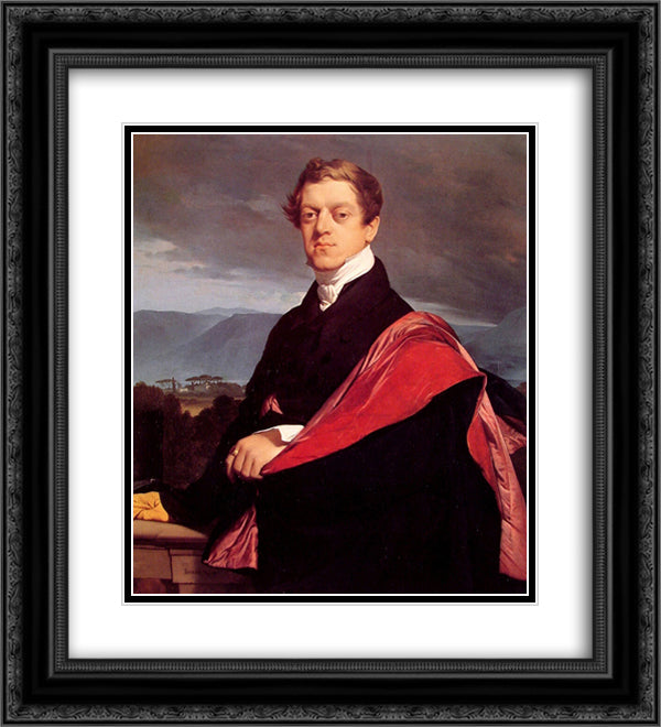 Portrait of Count Nikolay Gouriev 20x22 Black Ornate Wood Framed Art Print Poster with Double Matting by Ingres, Jean Auguste Dominique