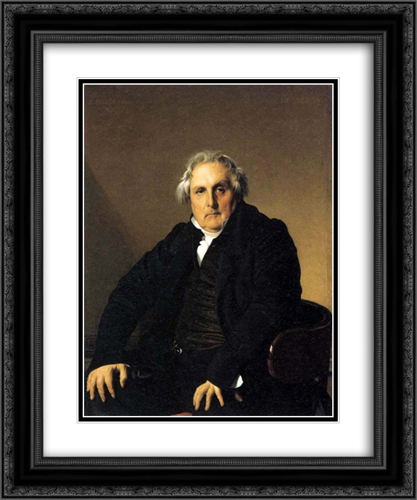 Portrait of French journalist Louis-Francois Bertin 20x24 Black Ornate Wood Framed Art Print Poster with Double Matting by Ingres, Jean Auguste Dominique