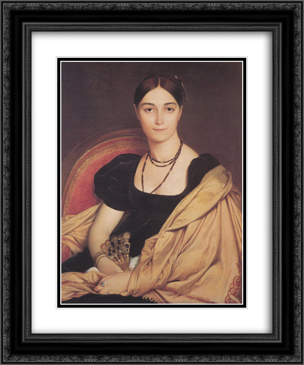 Portrait of Madame Antonia de Vaucay nee de Nittis 20x24 Black Ornate Wood Framed Art Print Poster with Double Matting by Ingres, Jean Auguste Dominique