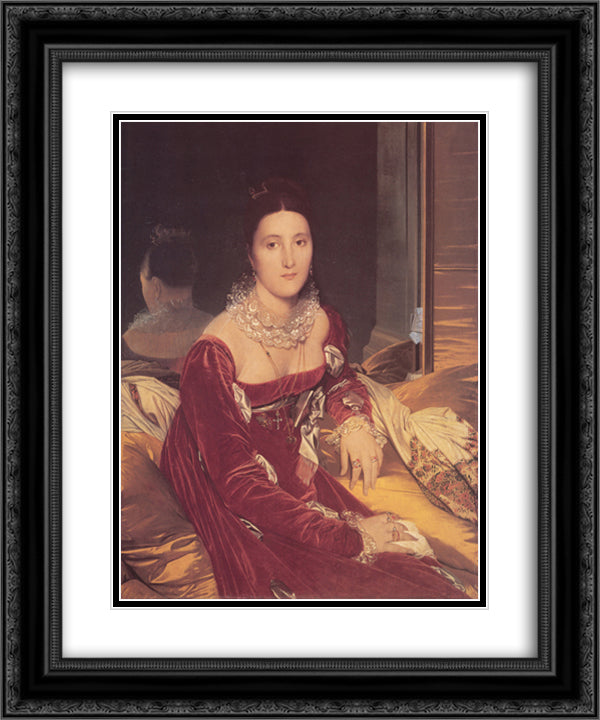 Portrait of Madame de Senonnes 20x24 Black Ornate Wood Framed Art Print Poster with Double Matting by Ingres, Jean Auguste Dominique