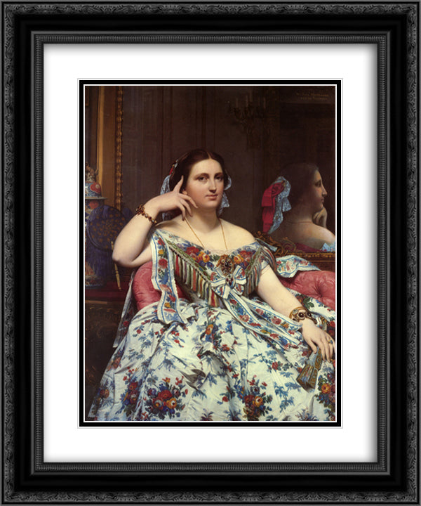 Portrait of Madame Moitessier Sitting 20x24 Black Ornate Wood Framed Art Print Poster with Double Matting by Ingres, Jean Auguste Dominique