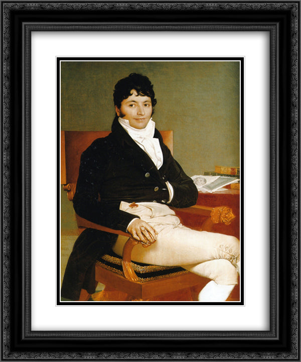 Portrait of Monsieur Riviere 20x24 Black Ornate Wood Framed Art Print Poster with Double Matting by Ingres, Jean Auguste Dominique