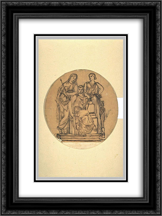 Project medal at the Ecole des Beaux-Arts 18x24 Black Ornate Wood Framed Art Print Poster with Double Matting by Ingres, Jean Auguste Dominique