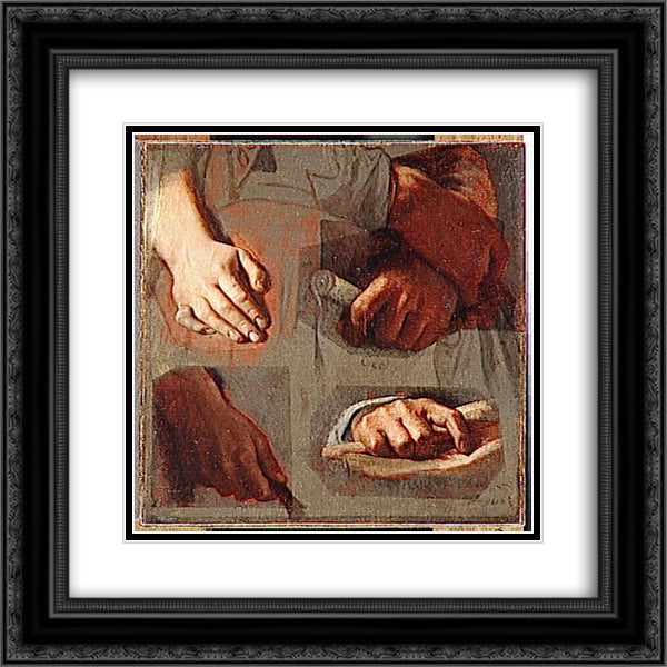 Studies for The Apotheosis of Homer 20x20 Black Ornate Wood Framed Art Print Poster with Double Matting by Ingres, Jean Auguste Dominique