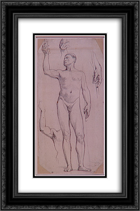 Study naked for St. Remy 16x24 Black Ornate Wood Framed Art Print Poster with Double Matting by Ingres, Jean Auguste Dominique