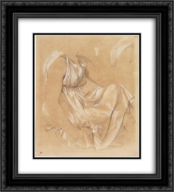 Study of seated woman 20x22 Black Ornate Wood Framed Art Print Poster with Double Matting by Ingres, Jean Auguste Dominique
